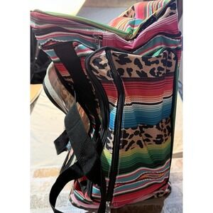 N Gil Serape Leopard Print Duffel Bag Weekend Travel Gym Multi Color
